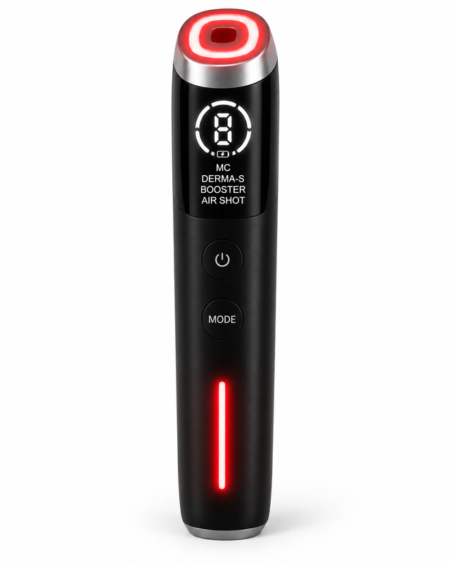 Booster Visage VELYSERA noir, appareil micro-courant, EMS et électroporation à tête LED