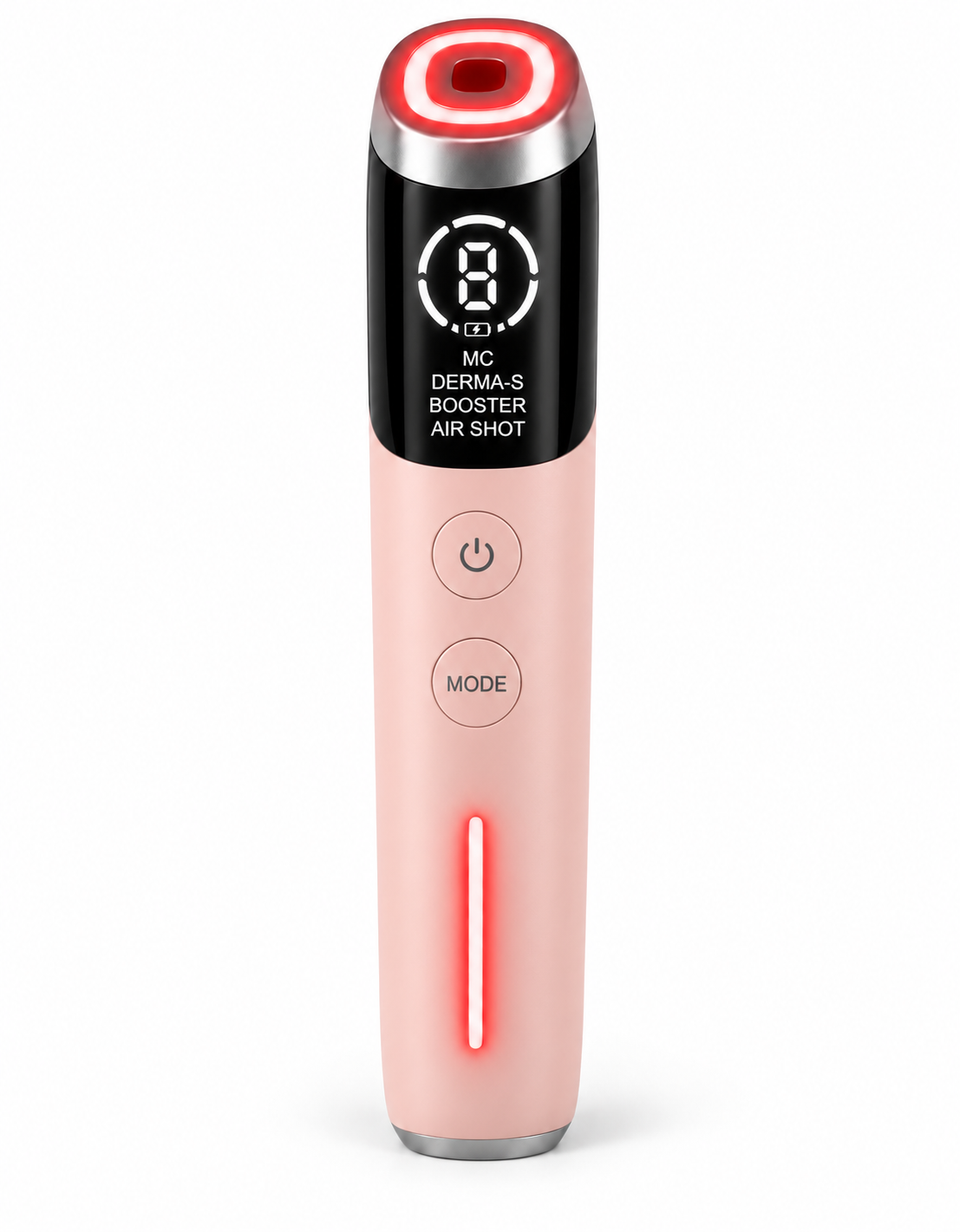 Booster Visage VELYSERA rose, appareil micro-courant, EMS et électroporation à tête LED
