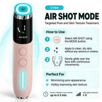 AIR SHOT mode on the VELYSERA Face Booster: needle-free technology and cyan LED for pores and skin texture