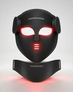 Masque LED visage et cou VELYSERA noir avec lumière rouge